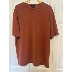 Mens Calvin Klein Burnt Orange Shirt Size XL Modal Blend Round Neck Short Sleeve
